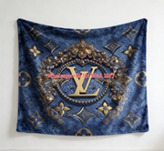 Blue & Gold LV Jewel Blanket Luxury LV Monogram Gem Blanket 099